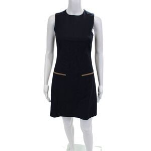 Pure Navy Women Sheath Shift Dress Dark Blue Sleeveless Knee Length Size 4